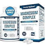 Purely Optimal Magnesium Complex - 6 Forms Magnesium Glycinate, Citrate & Malate - Sleep Support, Stress Relief, Muscles, Heart Health & Relaxation - Magnesium Supplement for Women & Men, 120 Caps