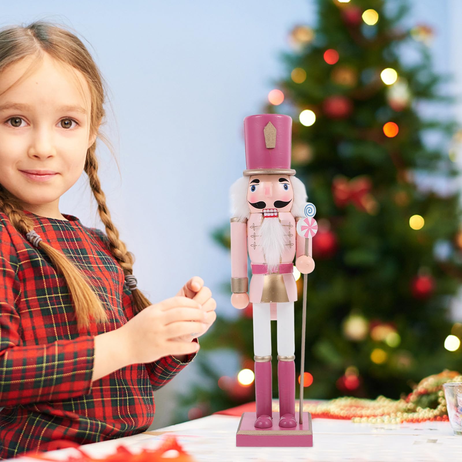 FRCOLOR Weihnachtsdekoration Nussknacker Figur Holz 38cm Bunte Malerei Deko für Innen Festliche Saison