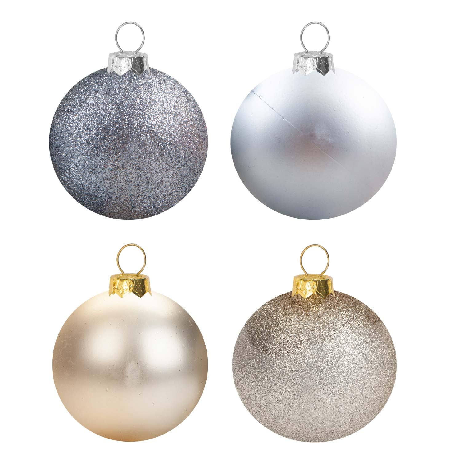  - Champagne Gold Baubles Assorted (4 Pack)Christmas Tree Decorations