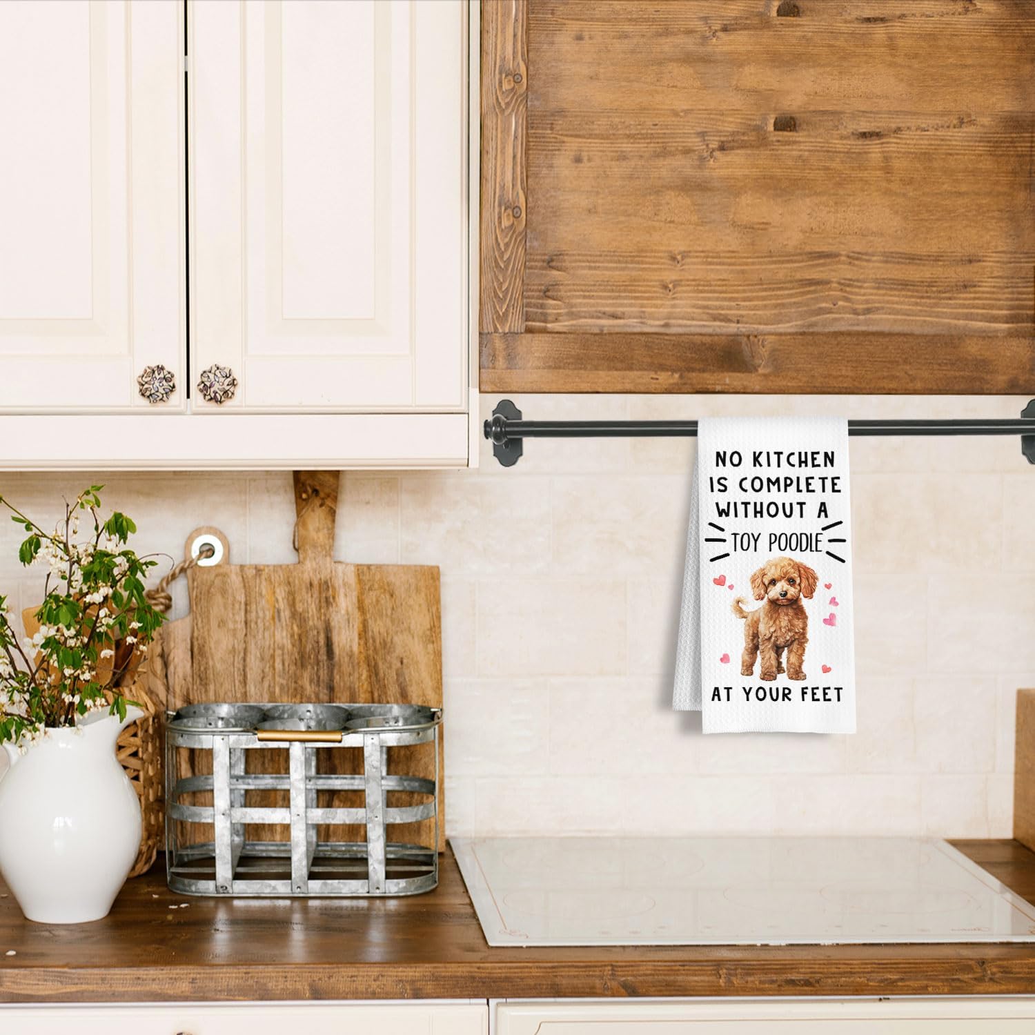 Funny Toy Poodle Hand Towels for Kitchen Home Bathroom Decor, A Kitchen is Not Complete Without A Toy Poodle Dish Towel, Dog Lovers Gift, 16×24 Inch