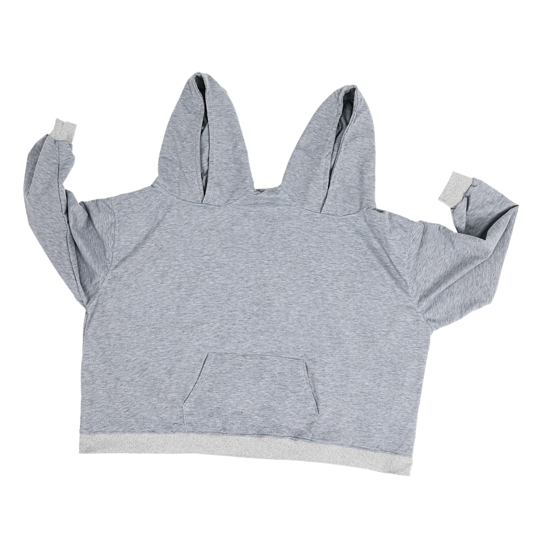 Sudadera Capucha Doble para Pareja, Oversize Gris Talla S