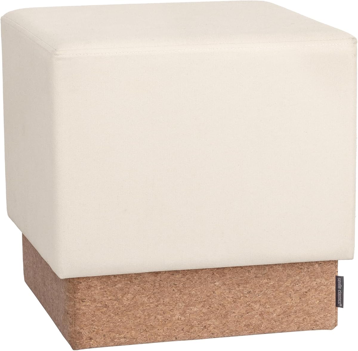Sevilla Classics - Reposapiés otomano de tela acolchada con almacenamiento oculto, asiento acolchado para dormitorio, loft, sala de estar, entrada, pasillo, corcho/crema, cubo de 15 pulgadas