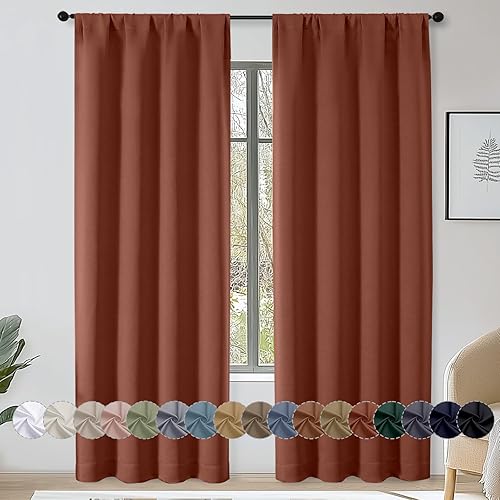 Miniatura 88 de OWENIE Sally Ever Green Cortinas Opacas para Dormitorio Sala de Estar 63 Pulgadas de Largo Juego de 2 Paneles, Aislamiento Térmico Ahorro de Energía