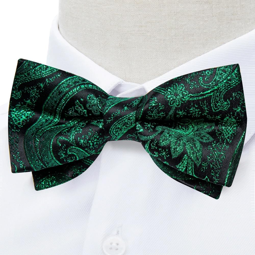 JFDBGU AdjustableBoe Tie Handkerchief Cufflinks Set for Wedding Business Pre-tied Bowties Silk Knots