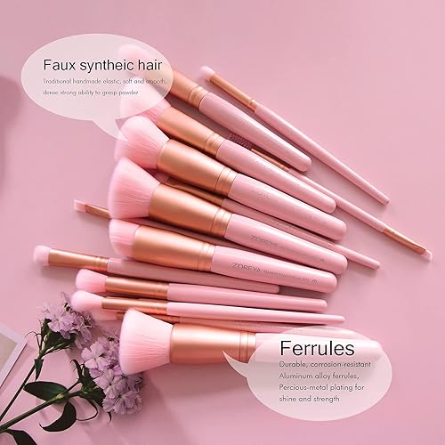 Miniatura 5 de Z'OREYA Juego de 15 brochas de maquillaje sintéticas de primera calidad, brochas Kabuki para cosméticos, base, correctores, rubor, mezcla, sombra de