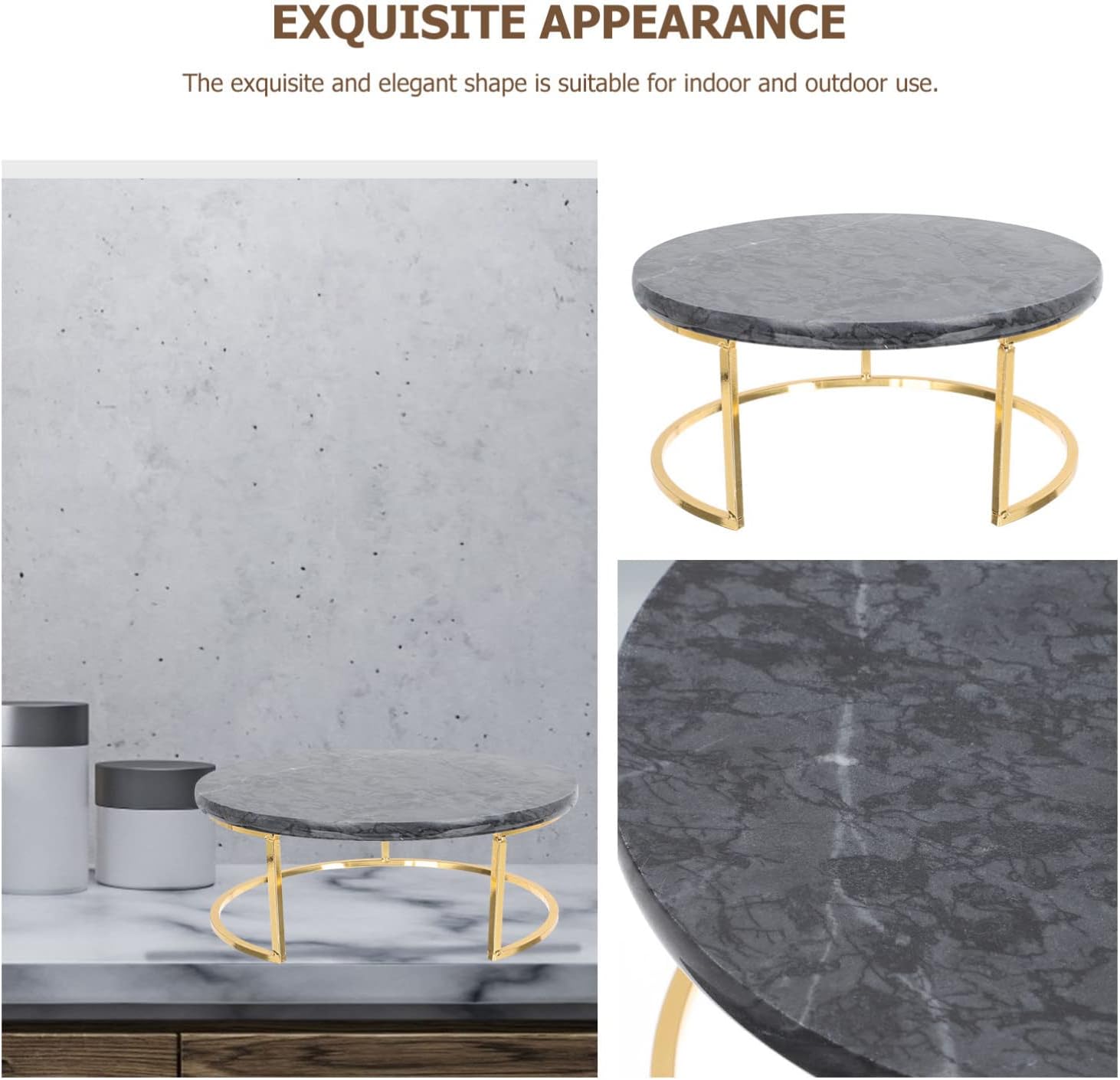 BESTOYARD Sink Tray Marble Jewelry Tray Trinket Holder: Round Watch Ring Display Rack Dish with Iron Stand Nightstand Organizer Single Bracelet Showcase Platform for All Models Bathtub Trays