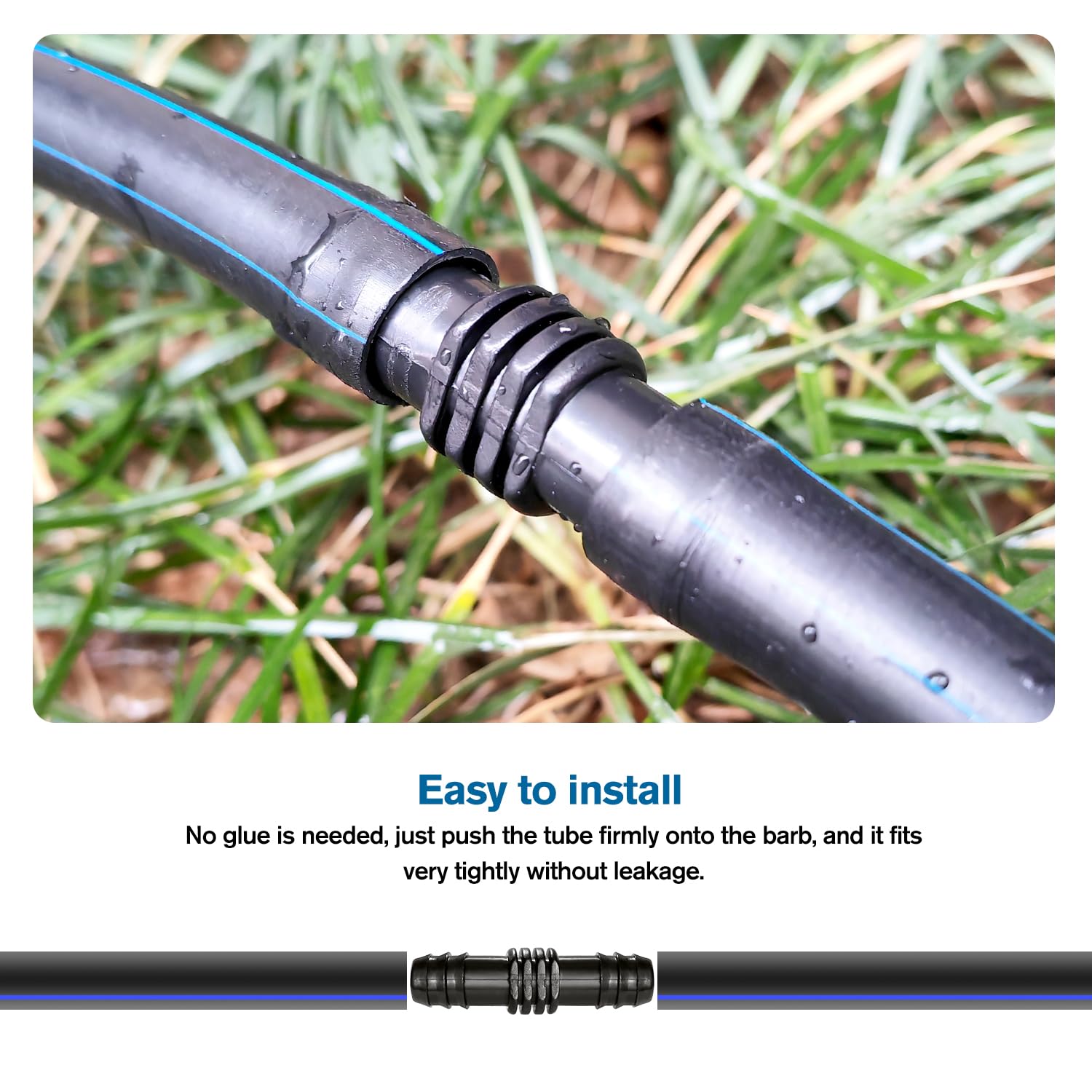 VooGenzek 25 PCS 16mm Garden Barbed Connector, Plastic Drip Irrigation Hose Connector, Barb Drip Pipe Connector - Image 4
