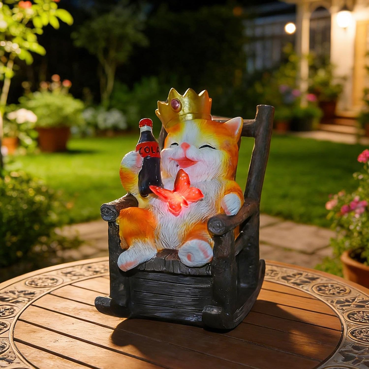 Enchanted Outdoor Figurine Lights - Waterproof Color Changing LED Sculpture | Solar-Powered Cat Yard Statues with Automatic Sensor | Vibrant Animal Sculpture for Lawn, Patio, and Pathway