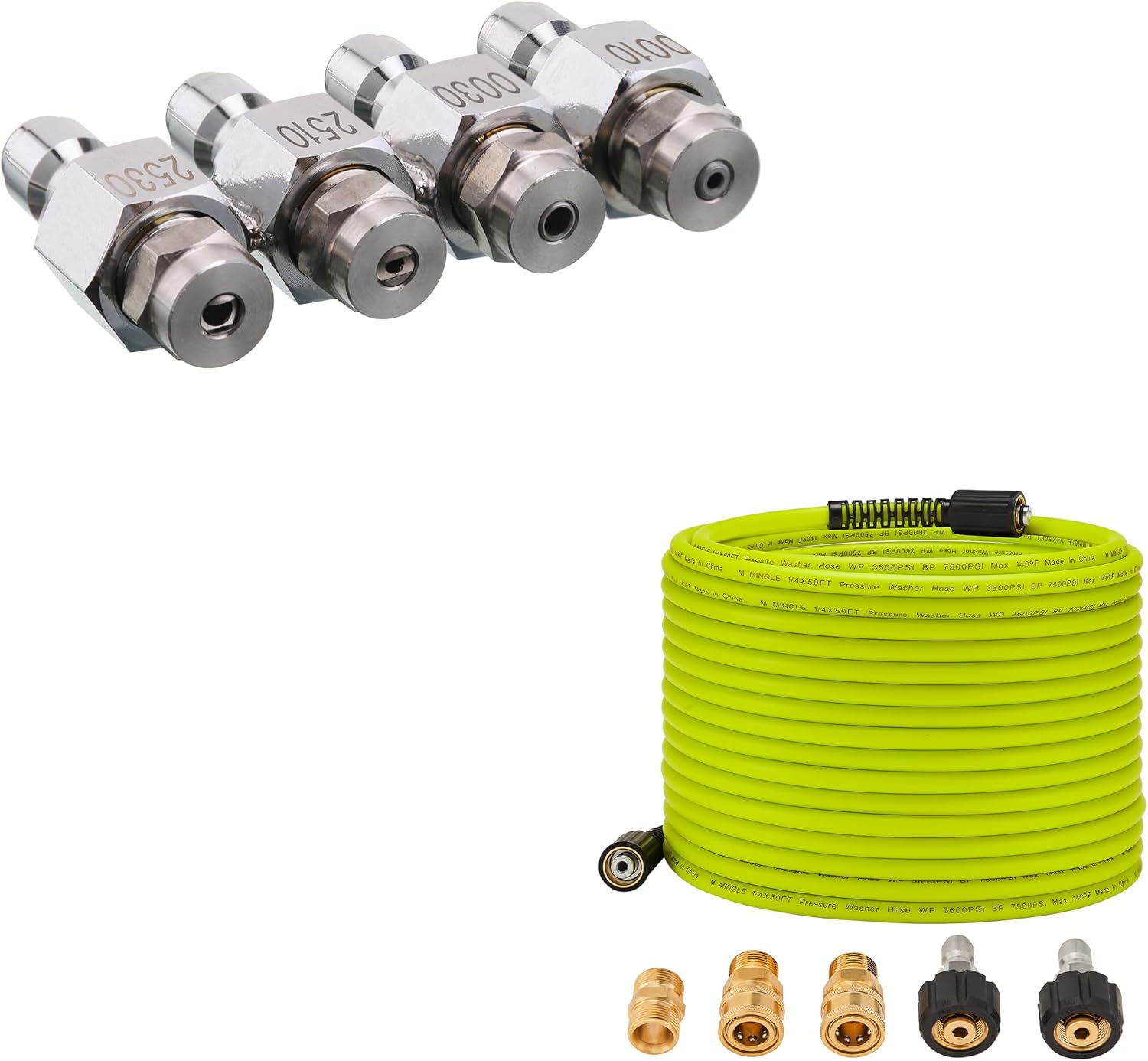 M MINGLE Pressure Washer Nozzle, Pressure Washer Hose 50 FT x 1/4"