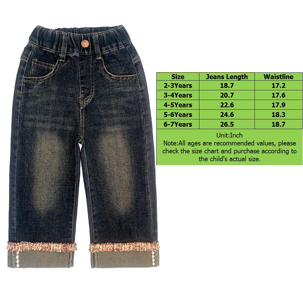 Peacolate 2-7ans Printemps Automne Petites filles 2pcs Set Vêtements Cœur Pull et Jeans Droit