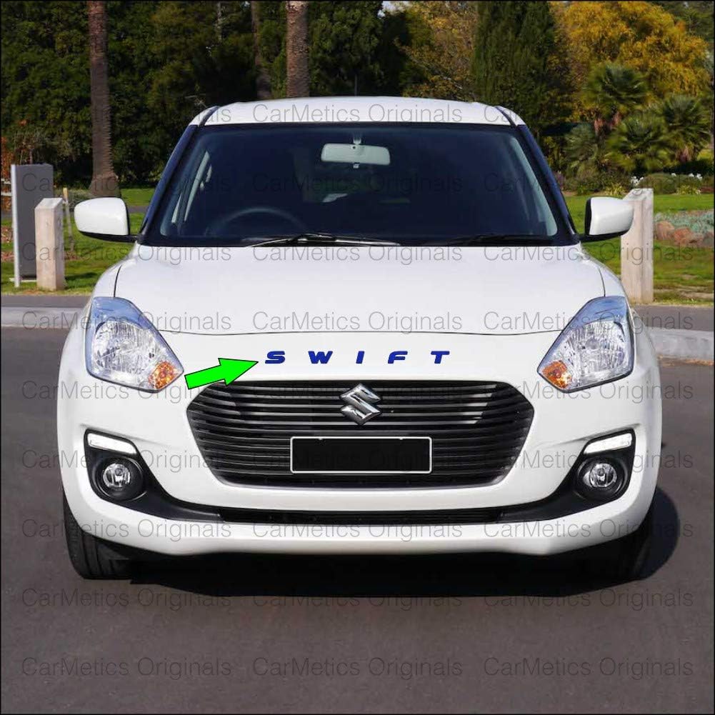 CarMetics Swift 3D Letters (3D Stickers 3D Logo 3D Emblem for Maruti Suzuki Swift Accessories) ? Electric Blue - 1 Set + Blue 3D Chrome Diesel Emblem