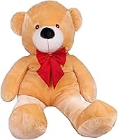Urso Gigante Pelúcia Grande Teddy 1,10 Metros - Doce de Leite com Laço Vermelho
