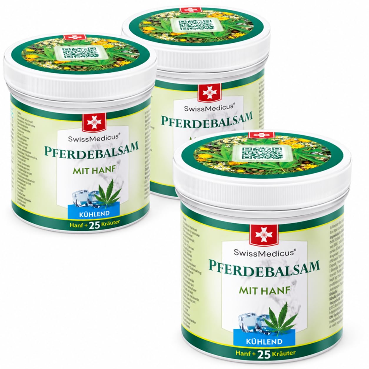 SwissMedicus Bálsamo para caballos con cáñamo, refrescante, paquete de 2 +