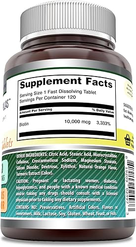 Miniatura 2 de Amazing Formulas Biotin Suplemento de disolución rápida de 10000 MCG  Tabletas  Sabor cítrico  Sin OMG  Sin gluten  Fabricado en Estados Unidos (60)