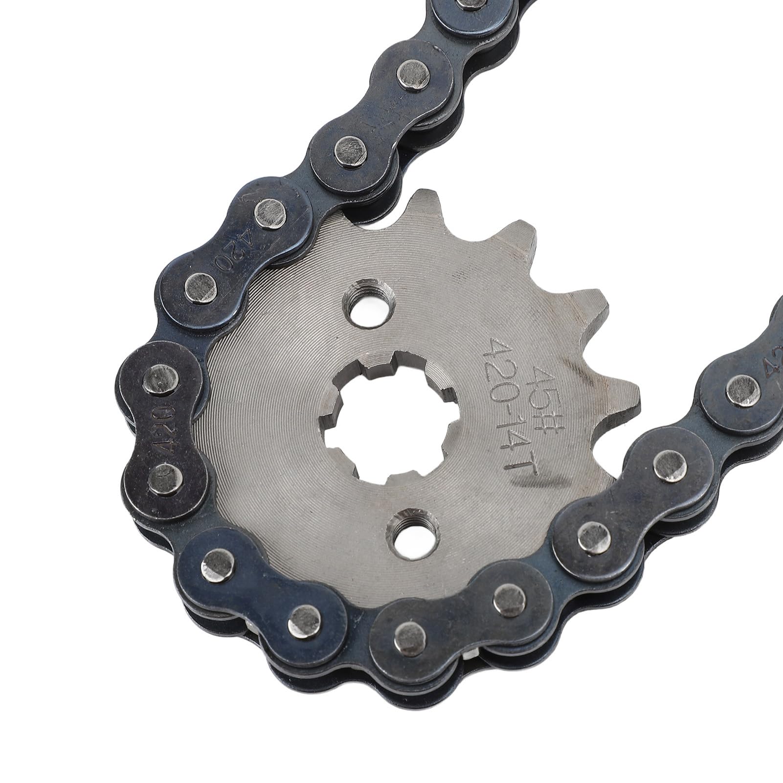 Juego de piñones de Cadena de transmisión para Motocicleta, piñón de transmisión Trasero 420 14T y Cadena de Motocicleta con Orificio en H de 20T, construcción de Acero Duradero