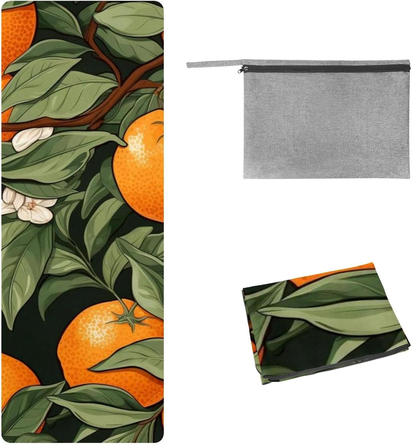 Yoga Towel, Orange Pattern Non Slip Sweat Absorbent Hot Yoga Mat Towel for Hot Yoga, Pilates and Fitness - 72.8" x 26.8"