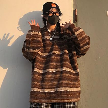 Women Vintage Striped Sweaters Autumn 