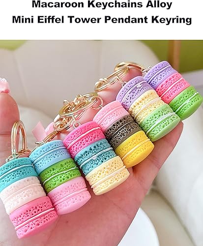 Miniatura 7 de HEEPDD Llavero creativo, llavero con colgante de torre Eiffel de aleación de macarrón (longitud total 4.72 pulgadas)