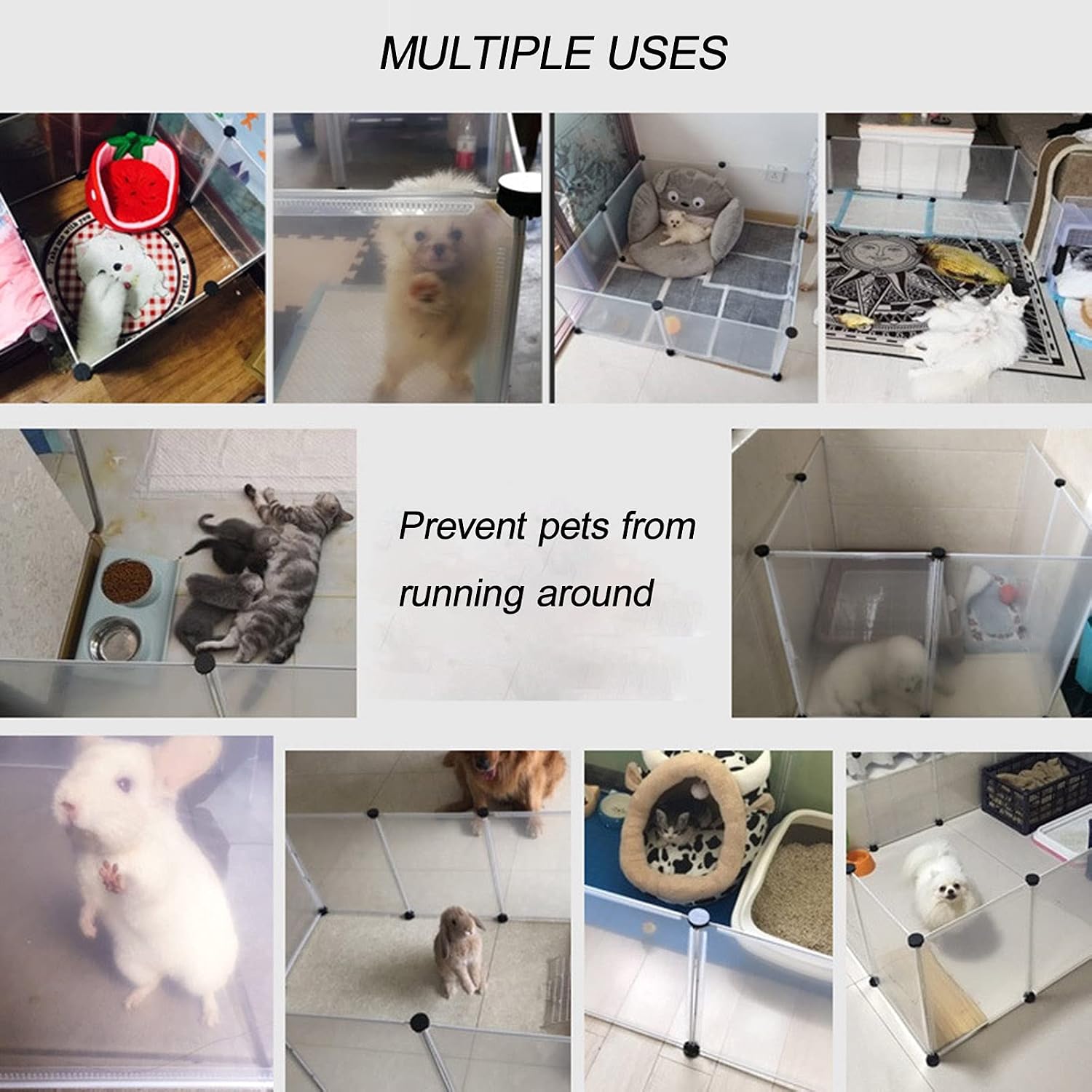 Pet Pen - Free Adjustable Size and Height of DIY Pet Playpen - Plastic Yard Fence for Small Animals Foldable Pet Dog Cat Puppy Playpen -8 Panels (70 * 70 * 45cm) image 3