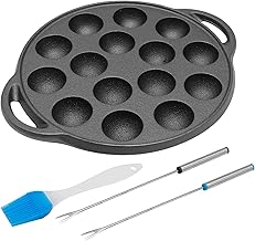Aynaxcol Cast Iron Takoyaki Pan,15 Hole NonStick Octopus Ball Maker Square Cooking Plate 1.5" Half Sphere Takoyaki Maker