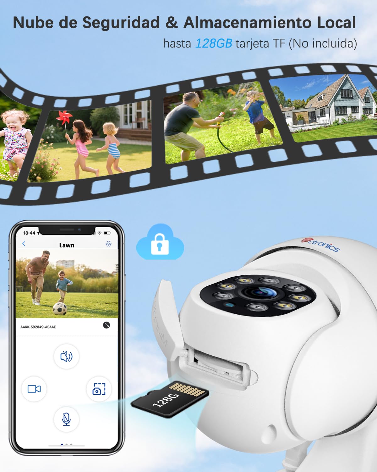 Ctronics Camara Vigilancia Wifi Exterior, 2K PTZ Cámara de Seguridad para el Hogar con Visión Nocturna en Color 30M Detección Humana Seguimiento Automático Audio Bidireccional Negro(2 Piezas) (blanco)