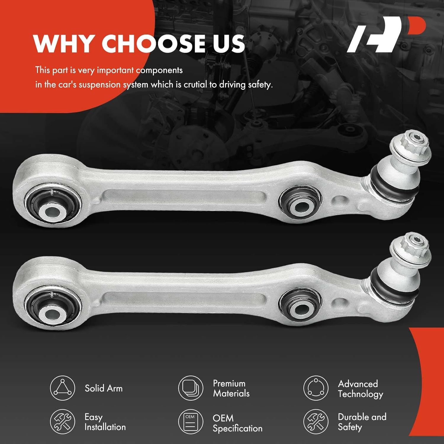 A-Premium 2 x Front Rearward Lower Control Arm, with Ball Joint & Bushing, Compatible with Mercedes-Benz -2015-2020 - C300 C400 & E300 E350 E400 E450 & GLC300 GLC350e & CLS450