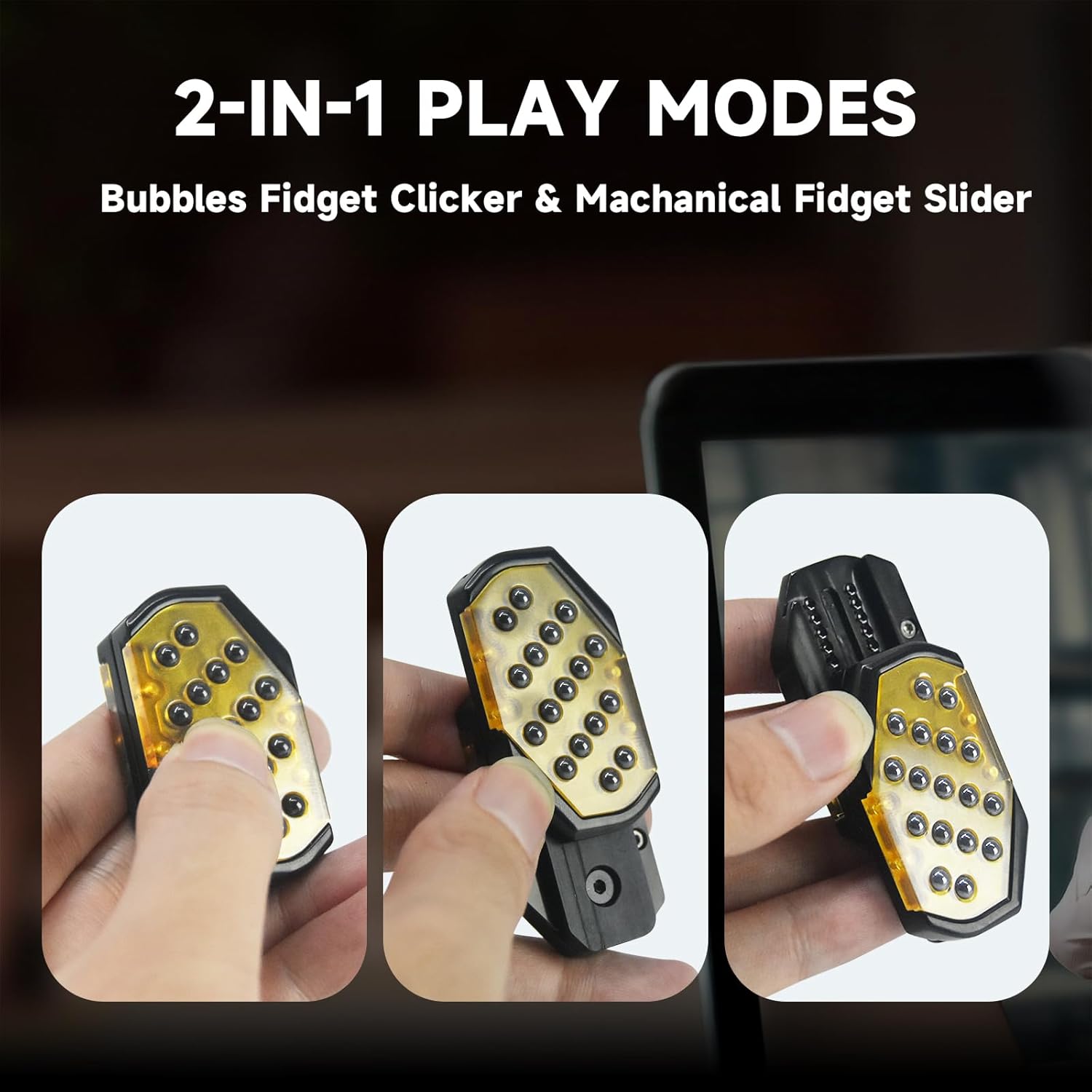 SKEDC Bubble Fidget Slider for Adults , Stainless Steel Executive Desk Toy, Fidget Sliders with Bubble Wrap Squeeze Surface, Stress Relief Fidgets for Men