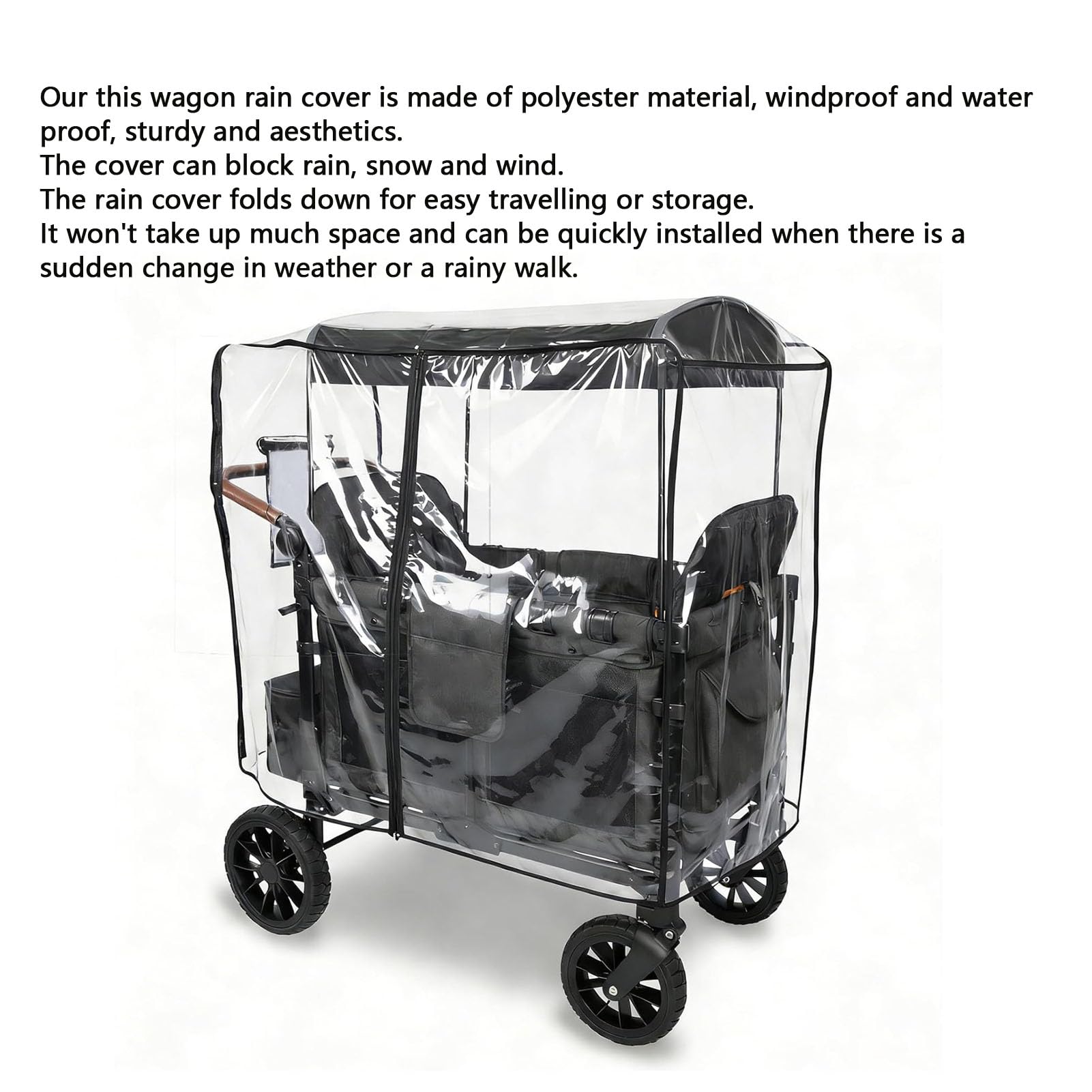 Housse de Pluie Wagon pour WonderFold W4, Imperméable et Coupe-vent de qualité Supérieure, Idéale pour une Protection contre les Temps, Conception Ventilée (125 * 55 * 110cm)