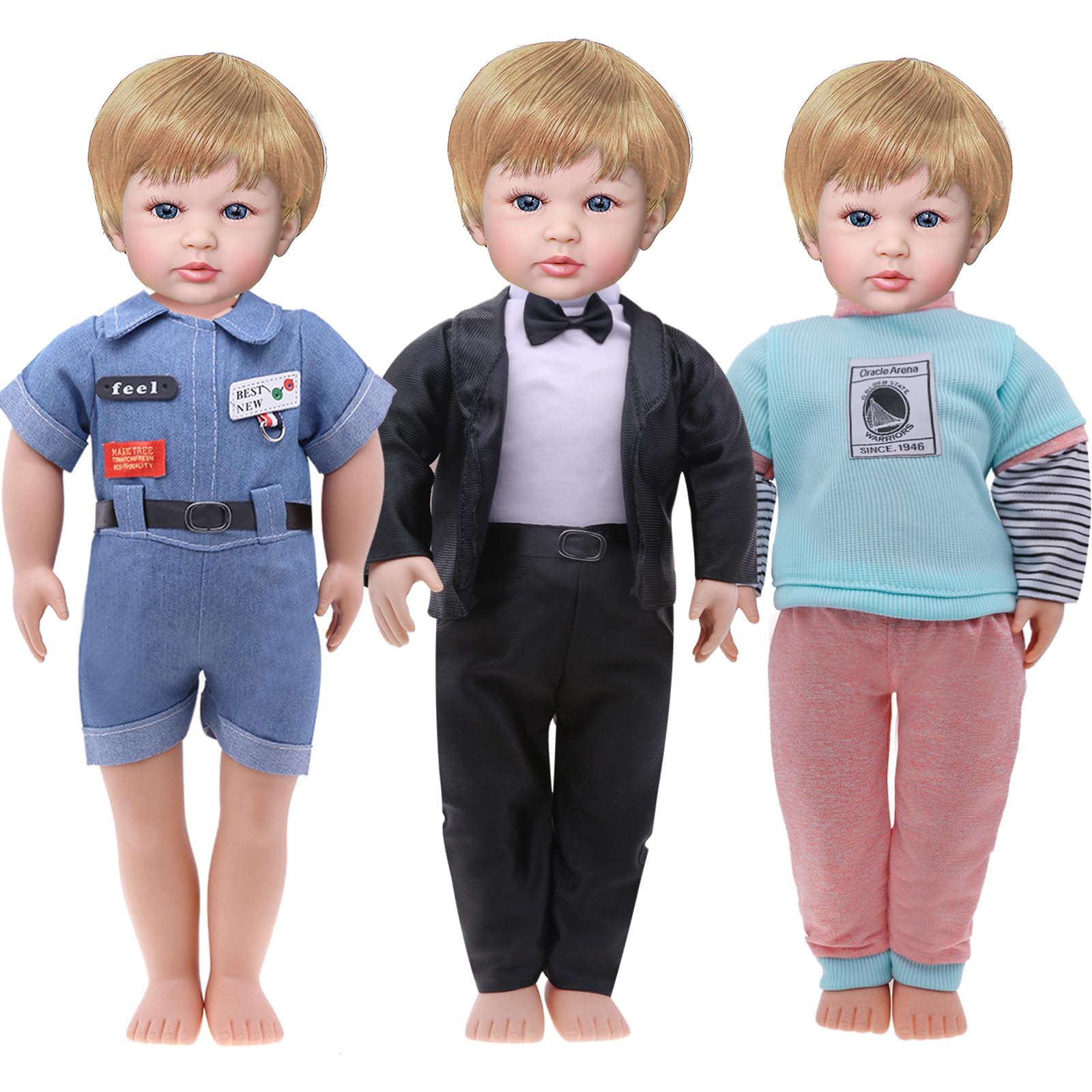 Ropa de muñeca de 16 pulgadas para niño, ropa casual, chaqueta a cuadros, pantalones, trajes deportivos con trajes de esmoquin para accesorios de muñeca de 16 pulgadas 2