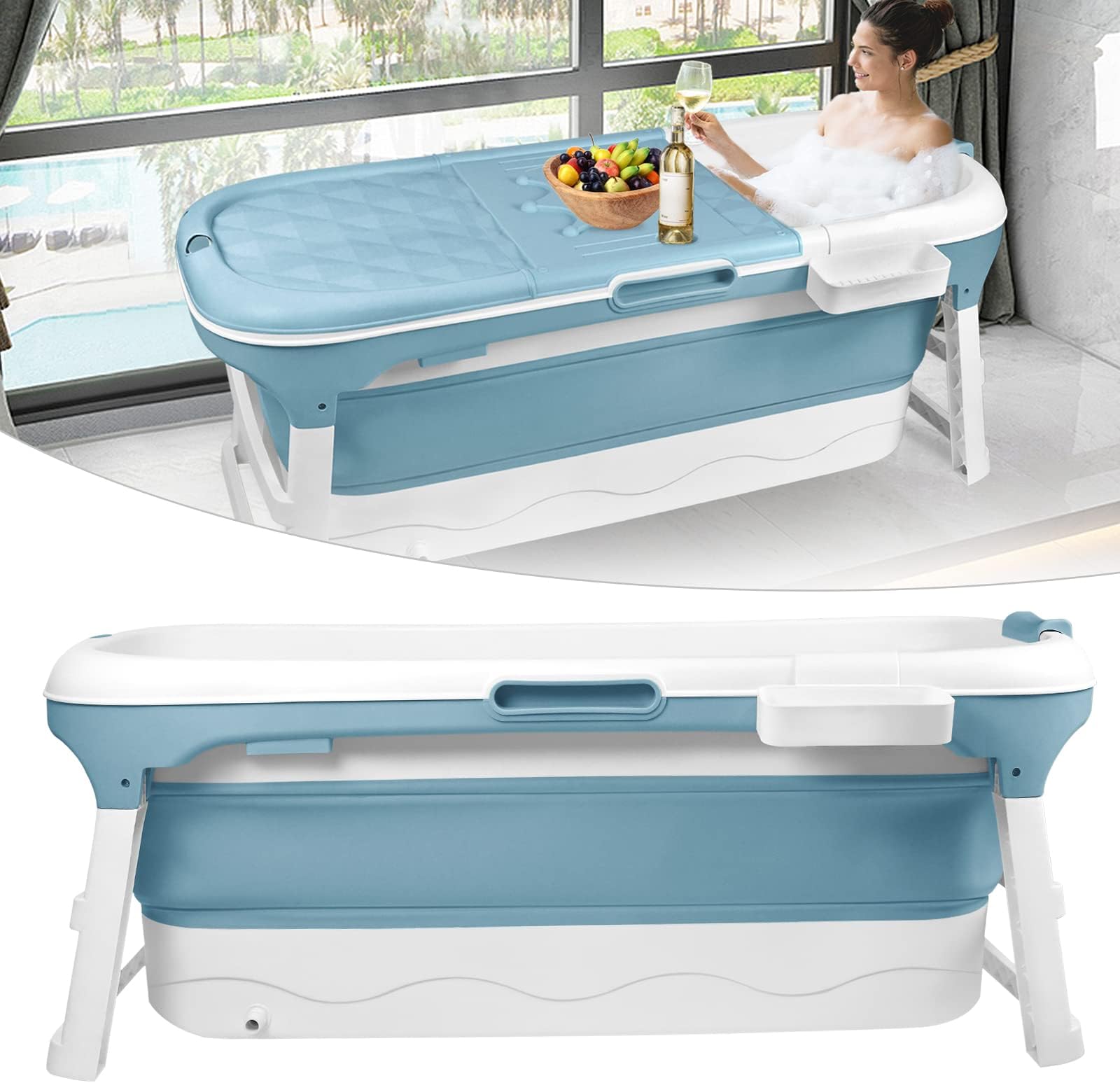JOIEYOU Faltbare Badewanne Erwachsene, XXL Foldable Bathtub Mobile