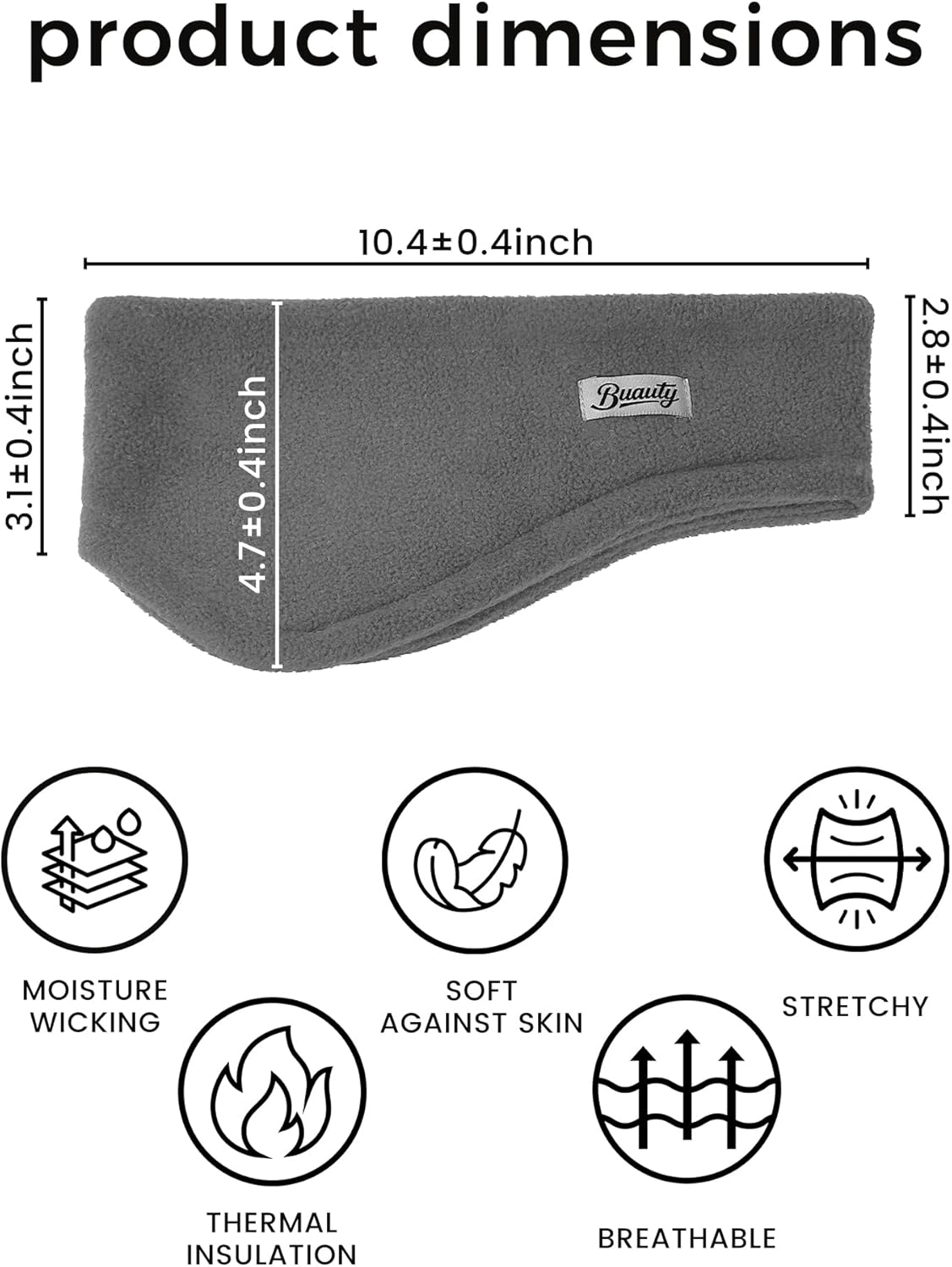 Buauty 3 Pcs Ear Warmer Muffs Headbands for Men Women, Winter Earmuffs Ear Covers for Cold Weather Running Cycling - Image 6