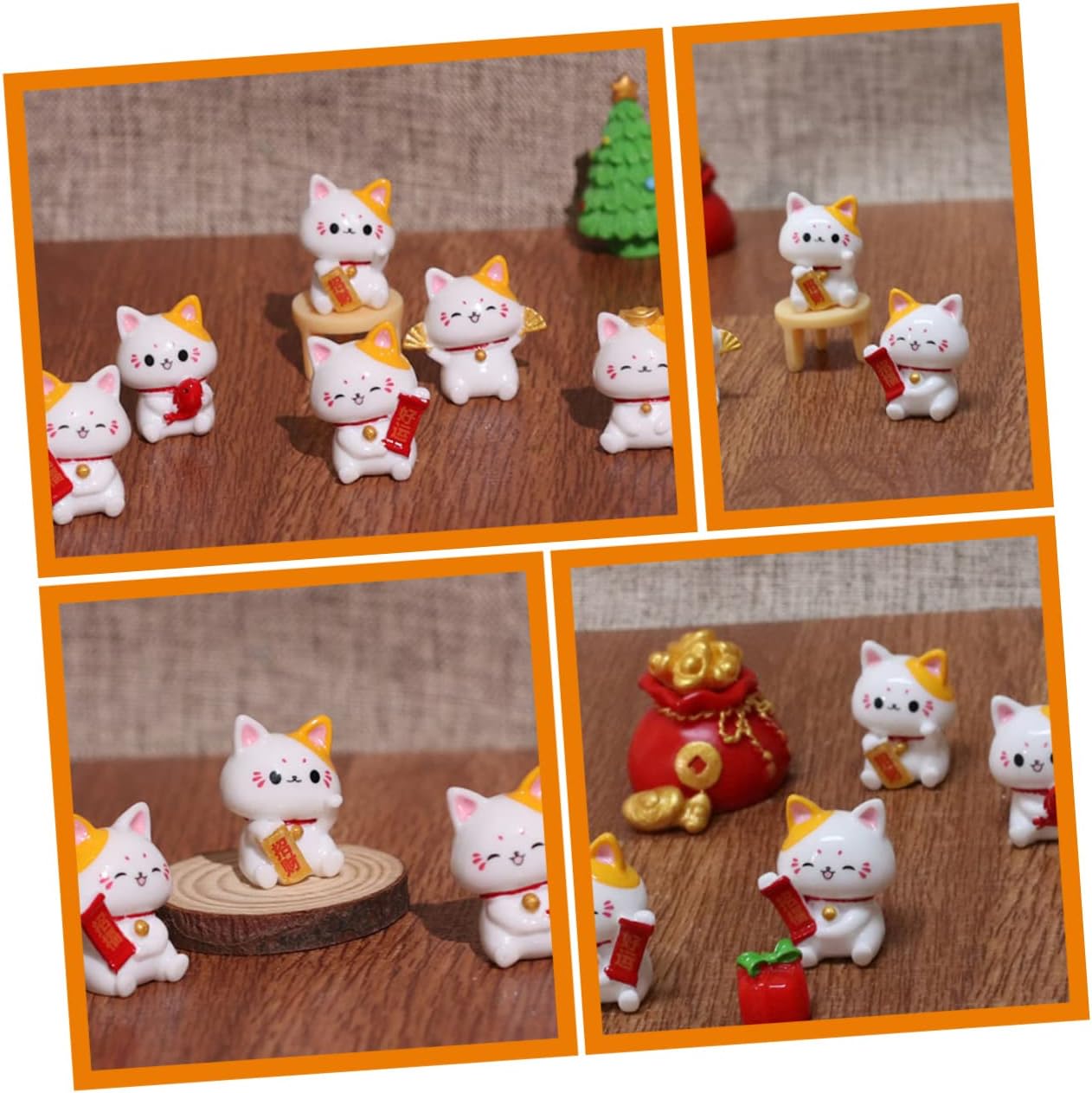 Yardwe 12Pcs Miniature Fortune Cat Figurines Realistic Cats for Micro Landscape Decor for Planter Decoration and Cat Lovers