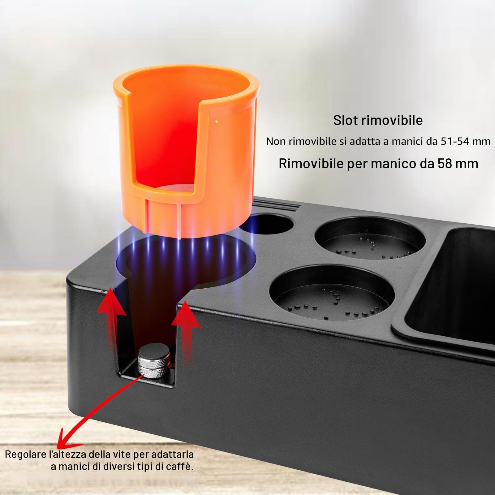 Stazione Tamper, Tamper Station in ABS per Portafiltro da 51–58 mm, per Macchina da caffè Espresso Barista,Stazione Tamper a Cassetto, Coffee Tamping Station,Barista Station