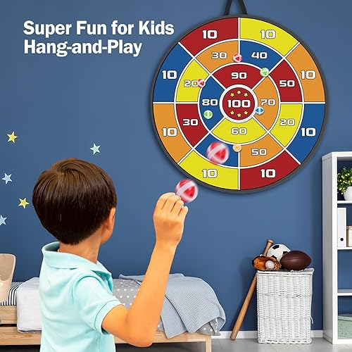 Miniatura 5 de Juegos al aire libre, gran tablero de dardos de 29 pulgadas para niños, juegos de fiesta de doble cara, juguetes al aire libre, regalos para 3, 4,