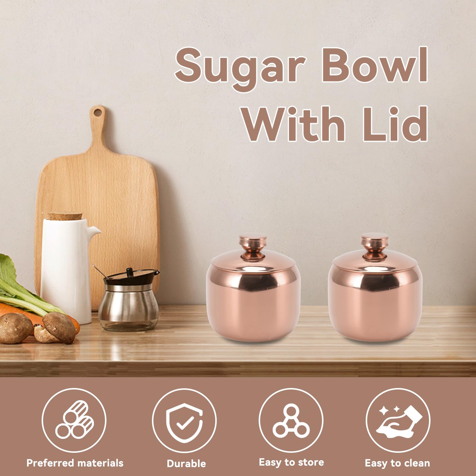 LERANXIN Salière Avec Couvercle Et Sucrier Inox - 4 Pots Épices 5,1cm ×7,8cm Pour Cuisine Et Camping