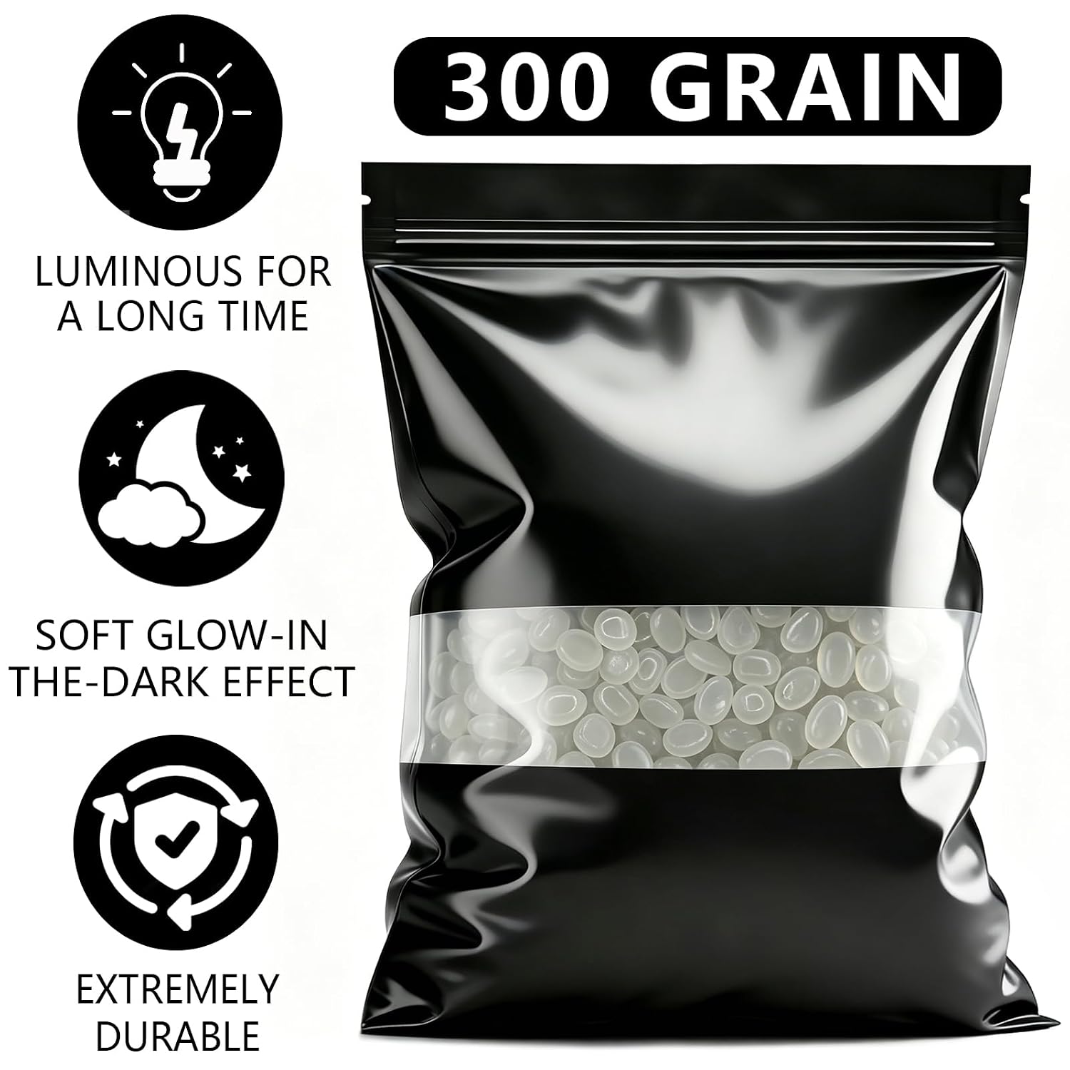 White Glow in The Dark Pebbles for Garden Outdoor Luminous Stones Glowing Rocks for Yard Walkway Pathway Driveway Decor, Safty Photoluminescent Decorative Accents (White, 300Pcs)