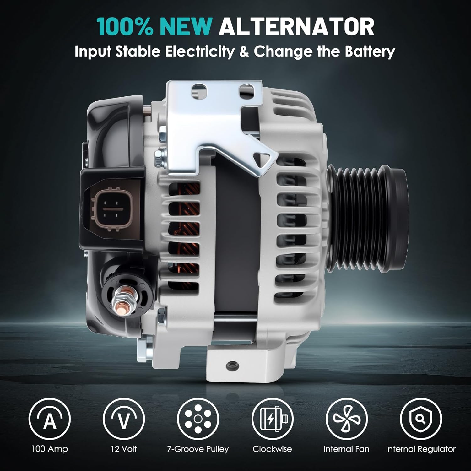 11195 Car Alternator Fit for Toyota Camry 2007-2009, Corolla 09-10, Matrix 09-13, for Pontiac Vibe 09-10, Scion xB 08-13 L4 2.4L Automotive Replacement Alternators 88975511,1042104881 100A