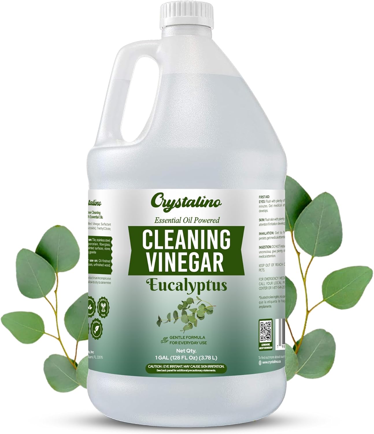 Lemon Essential Oil Cleaning Vinegar (1 Gallon) 6% Non-Toxic Distilled White, Vinegar for Cleaning Purpose, Vinagre Blanco, Vinger (128 Fl Oz (Pack of 1), Lemon)