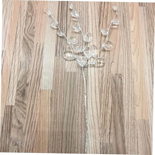 Miniatura 7 de EXCEART 100 piezas de tallo de flores artificiales con cuentas acrílicas de cristal, manualidades, ramo de flores de alambre para manualidades,