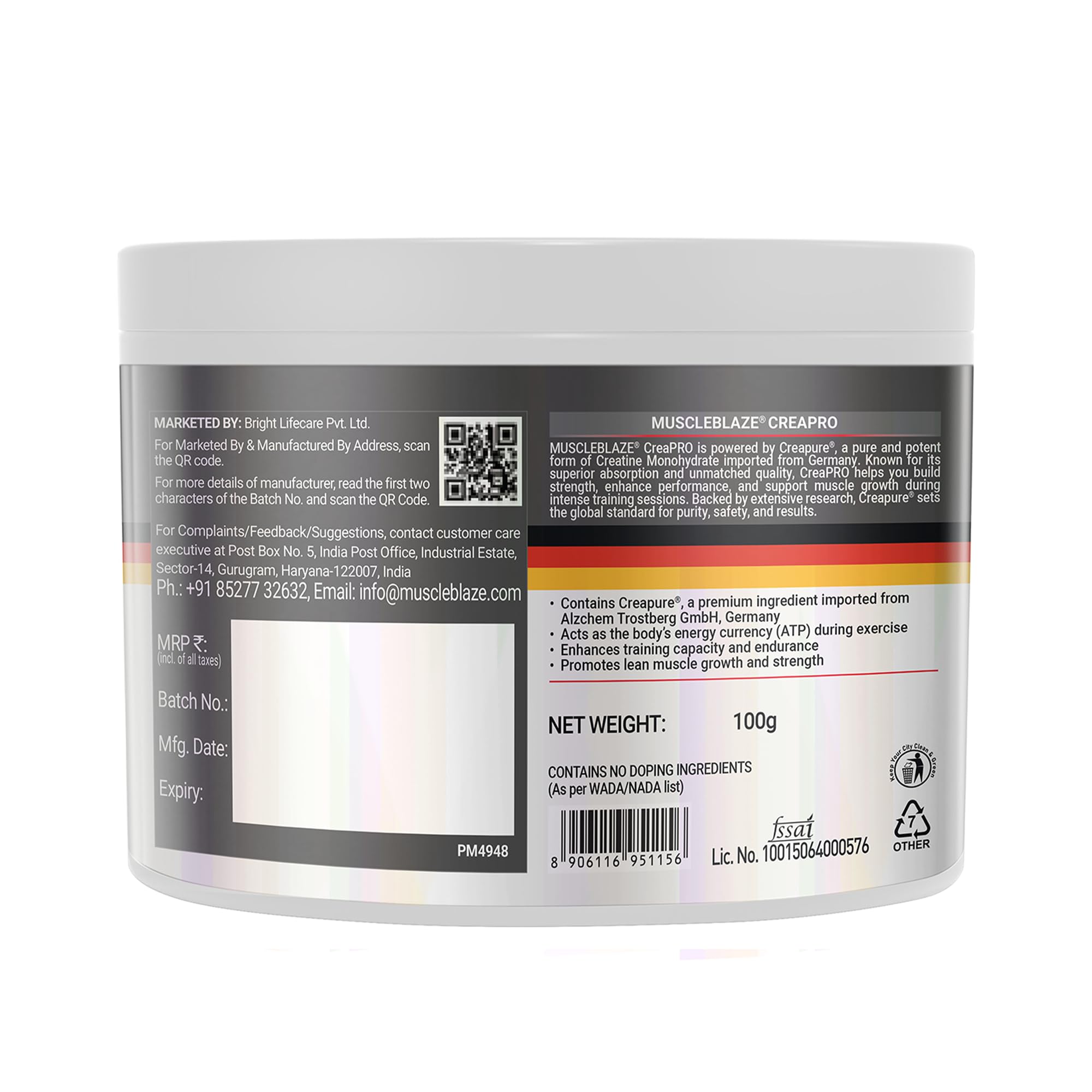 MuscleBlaze CreaPRO Creatine Monohydrate Powder, Unflavoured, 100g — Amazon image 8