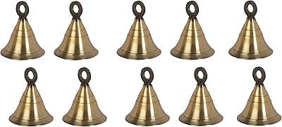 HANDTECHINDIA Brass Antique Plated 2 ' Bells Christmas Decoration Jingle Bell Sleigh Bell Jingle Bell Crafts Christmas dÃ©cor Home dÃ©cor Elephant dÃ©cor Bells Musical Instrument Accessory. (10)
