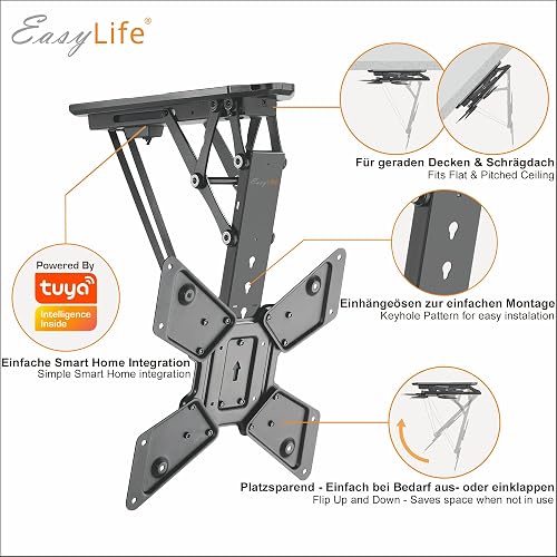 EasyLife Supporto da soffitto per TV girevole elettrico +… - 2