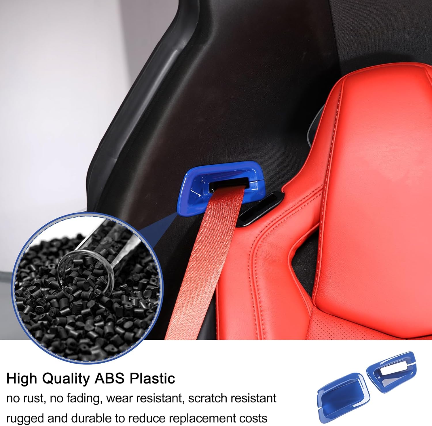 Daeiclru Car Seat Safety Belt Cover Trim Compatible with Chevrolet Corvette C8 2020-2023, ABS Seat Belts Brackets Molding Decorative Cover Trim, Interior Accessories 2PCS (Blue)