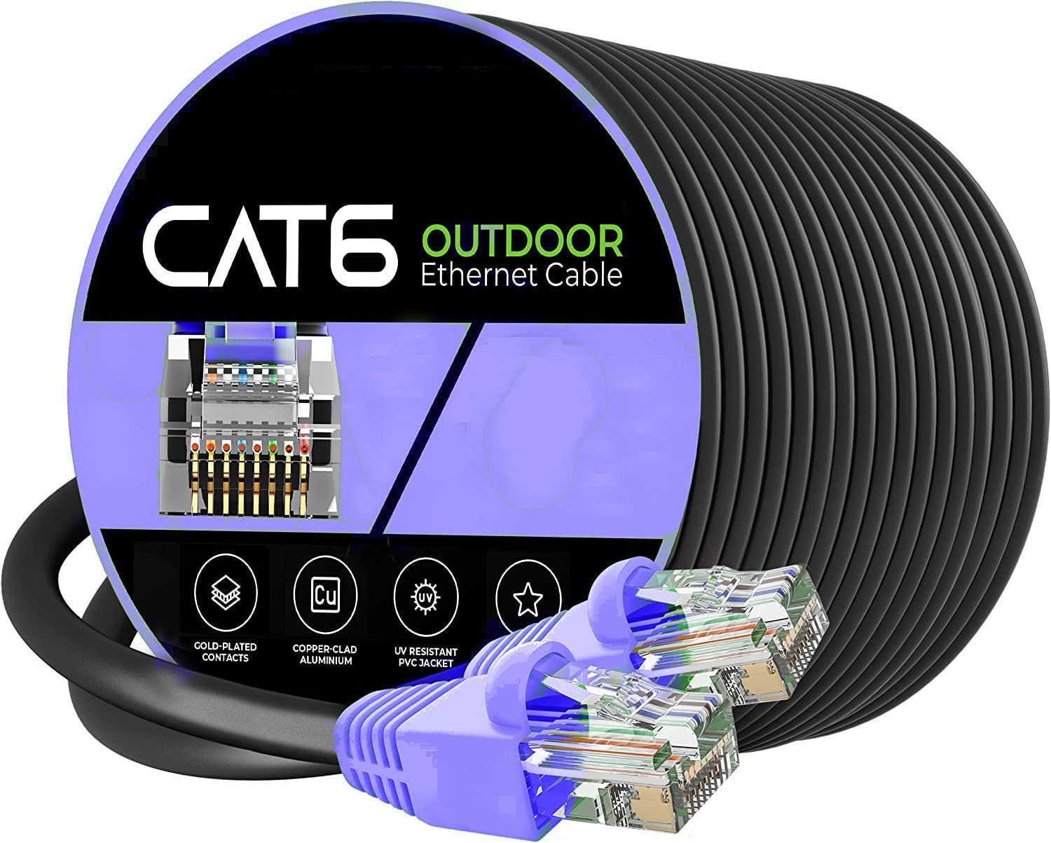 Sadow 25 Meter Heavy Duty Outdoor Cat6 Cable Weatherproof/UV Resistant Speed Upto1000Mbps/1Gbps Ethernet Cable Suitable for Direct Burial Installations Ethernet Patch LAN cable Network Cord - Black-image-9