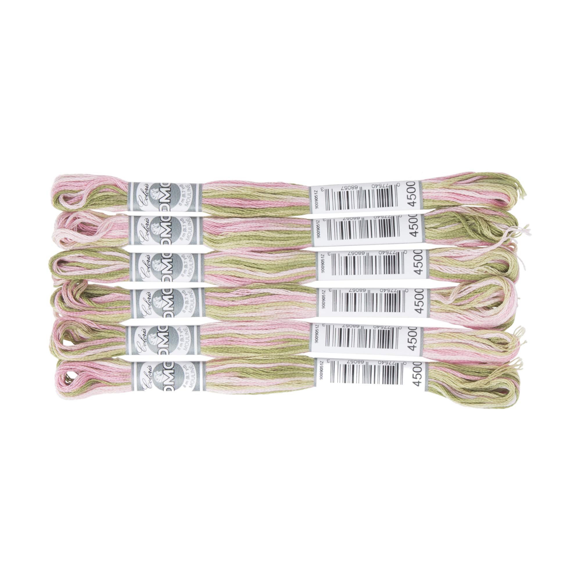 DMC 517-4500 Cotton Embroidery Floss, 4500 Green/Pink, 8 Metres