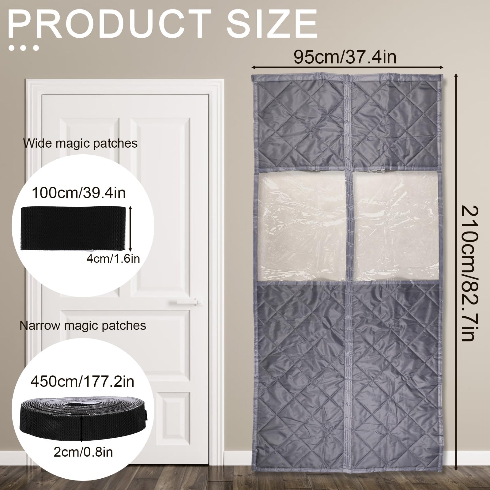 Rideau Porte Isolant Thermique Magnétique, Rideau de Porte Hiver avec Fenêtre Transparente Aimants Puissants Accessoires Isolation Fenêtre pour Usage Domestique
