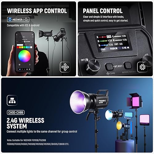 Miniatura 49 de NEEWER HB80C RGBWW - Luz de video LED con batería integrada de 72 Wh y carga rápida PD de 100 W, iluminación de salida continua COB Mini RGB de 80