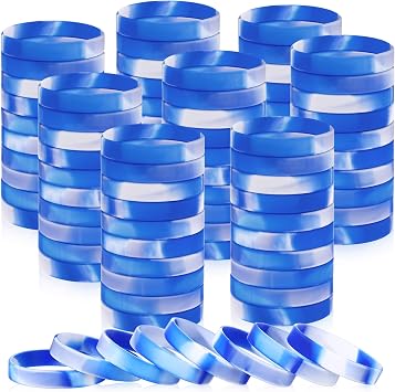 Liliful 100 Pcs Silicone Rubber Wristbands Rubber Wristband Bracelet Bands for Silicone Wristbands for Women MenDark Blue and White