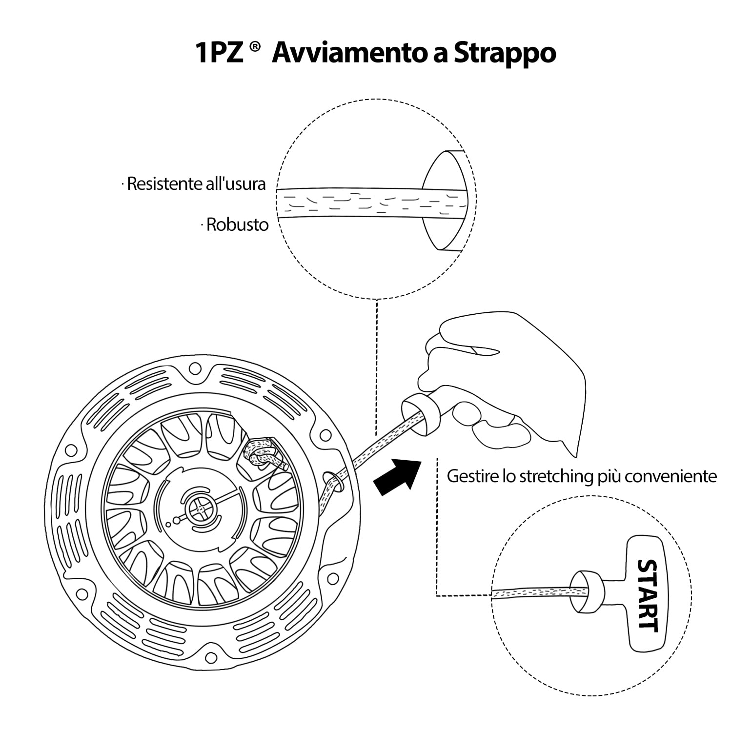 1PZ GP1-X03 Avviamento a Strappo Sostitutivo per Honda GX340 GX390 GX610 GX620 188F 11 13 18 20 HP Generatore Motore Parte del Tosaerba