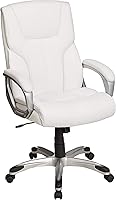 Amazon Basics Executive High-Back Office Chair, Adjustable Height Tilt Swivel, 275lb Capacity, White Bonded Leather